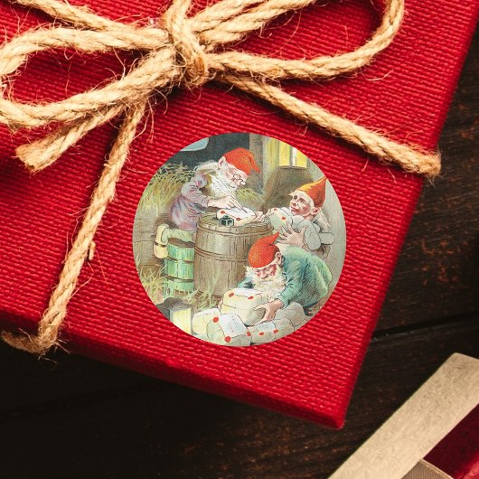 ヴィンテージ父クリスマスサンタクロース小妖精や小人ギフト ラウンドシール