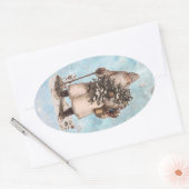 ヴィンテージ父クリスマスサンタシルバー雪が降る 楕円形シール (封筒)