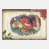 ヴィンテージ父クリスマスフローラ音楽エフェメラ ラッピングペーパーシート (正面3)