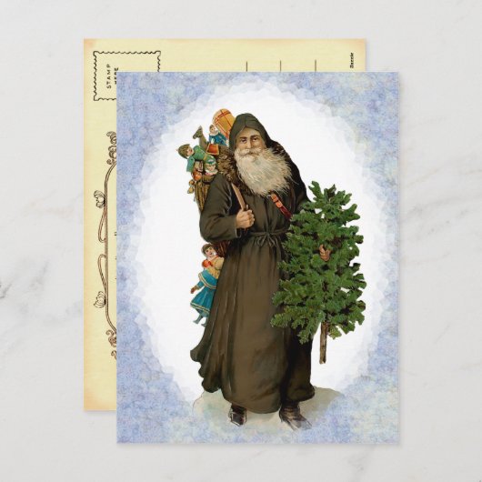 ヴィンテージ父クリスマスポストカード シーズンポストカード (正面/裏面)