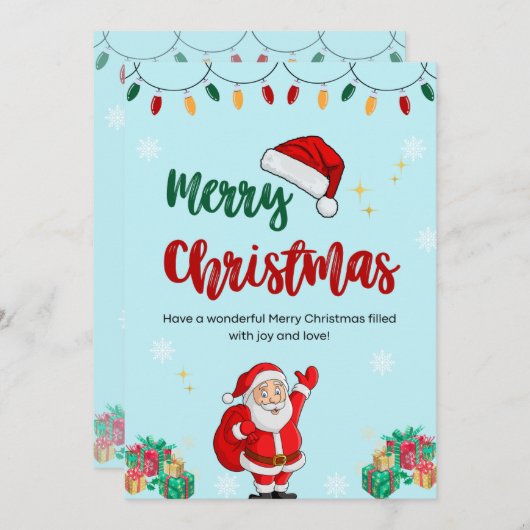 ヴィンテージ父クリスマスポストカード 招待状 (正面/裏面)