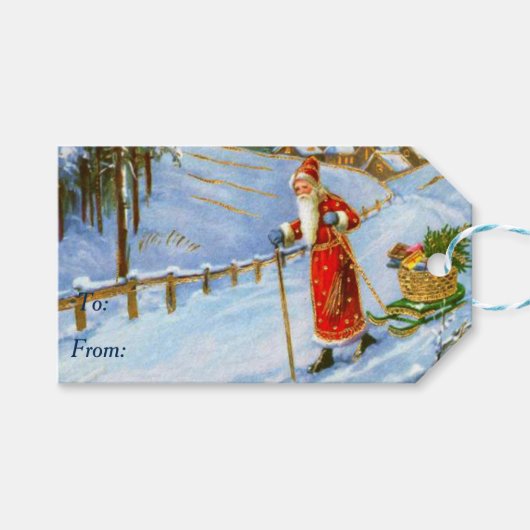 ヴィンテージ父クリスマス ギフトタグ (正面(横))