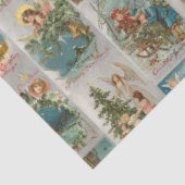 ヴィンテージ父クリスマス、天使と冬のコラージュ 薄葉紙 (詳細)