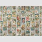ヴィンテージ父クリスマス、天使と冬のコラージュ 薄葉紙 (正面)