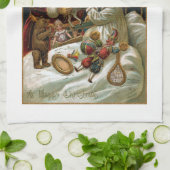 ヴィンテージ父与えクリスマスの贈り物 キッチンタオル (折り畳み)