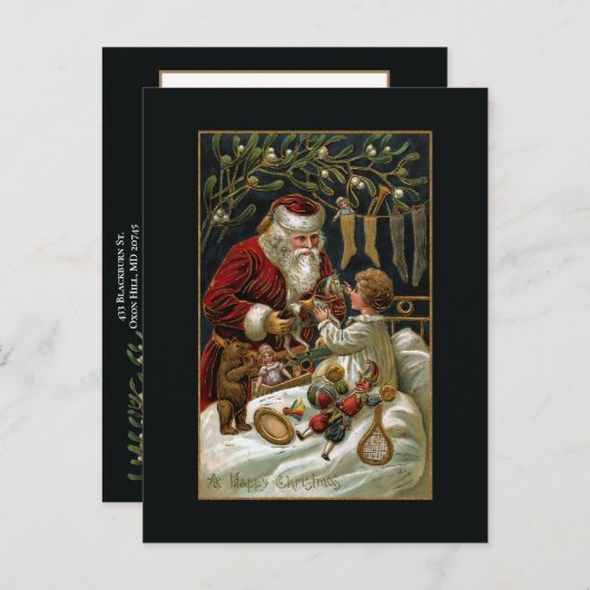 ヴィンテージ父与えクリスマスの贈り物 ポストカード (正面/裏面)
