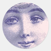 ヴィンテージ版木、銅版、版画美女顔 ラウンドシール (正面)