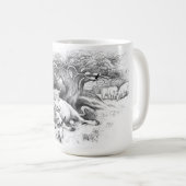 ヴィンテージ牛と猫のスケッチ コーヒーマグカップ (正面右)