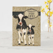 ヴィンテージ牛の父の日札 カード (黄色い花)