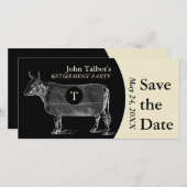 ヴィンテージ牛の退職B日付を保存モノグラム セーブザデート (正面/裏面)