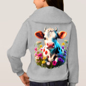 ヴィンテージ牛インスパイアフード付きスウェットシャツ (裏面)