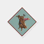 ヴィンテージ牛カウボーイ スタンダードカクテルナプキン (角)