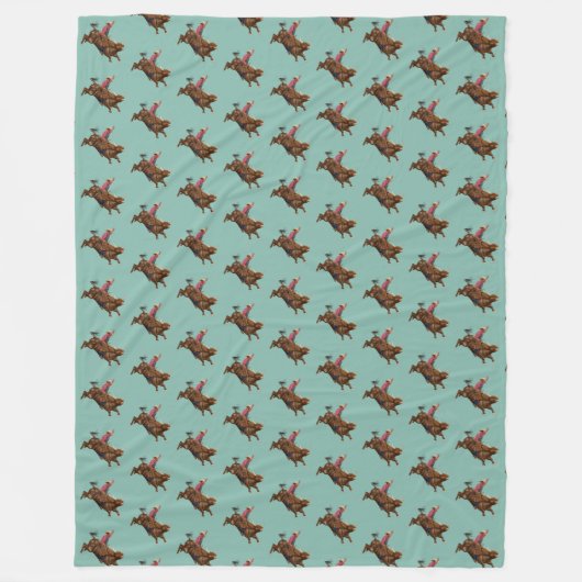 ヴィンテージ牛カウボーイ フリースブランケット (正面)