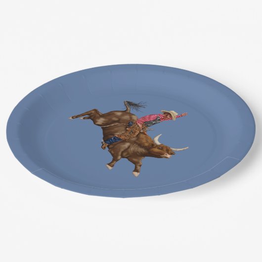 ヴィンテージ牛カウボーイ ペーパープレート (アングル)