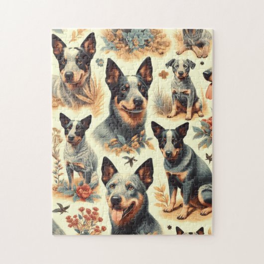 ヴィンテージ牛シームレス ジグソーパズル (縦)