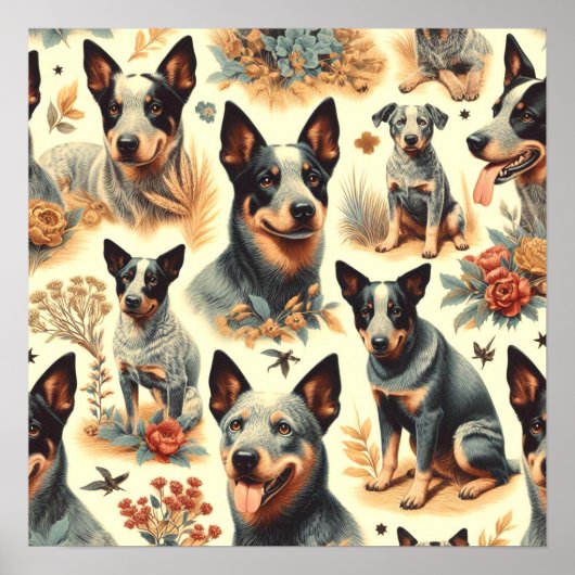 ヴィンテージ牛シームレス ポスター (正面)