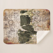 ヴィンテージ牛デザイン シェルパブランケット (正面(横))