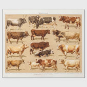 ヴィンテージ牛子牛のBullの乳牛の農場のイラストレーション ラッピングペーパー (フラット)