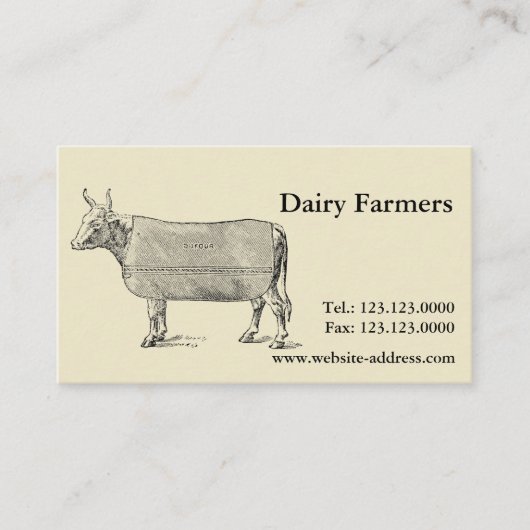 ヴィンテージ牛福祉毛布の名刺 名刺 (正面)