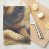 ヴィンテージ牛絵画犬 キッチンタオル (四つ折り)