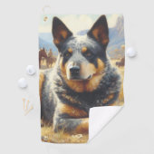 ヴィンテージ牛絵画犬 ゴルフタオル (インサイチュ)