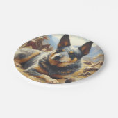 ヴィンテージ牛絵画犬 ペーパープレート (アングル)