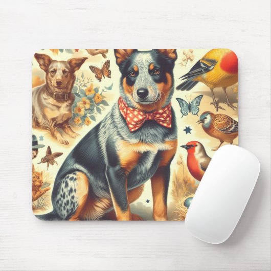 ヴィンテージ牛絵画犬 マウスパッド (マウス)