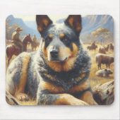 ヴィンテージ牛絵画犬 マウスパッド (正面)