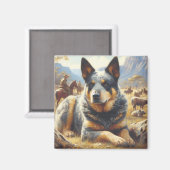 ヴィンテージ牛絵画犬 マグネット (正面/裏面)