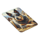 ヴィンテージ牛絵画犬 マグネット (右側)