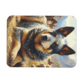 ヴィンテージ牛絵画犬 マグネット (横)