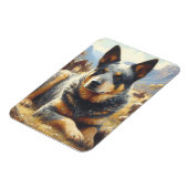 ヴィンテージ牛絵画犬 マグネット (左側)