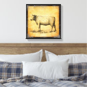 ヴィンテージ牛肉切欠図 キャンバスプリント (インサイチュ (寝室))