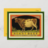 ヴィンテージ牛,牛,ロースト,牛肉,ラベル – ポストカード (正面/裏面)