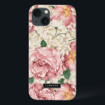 ヴィンテージ牡丹とアジサイ柄iPadケース iPhone 13ケース<br><div class="desc">iPadのエレガントエアーケースは、赤面ピンクのバラとアイボリーアジサイと牡丹のヴィンテージイラストを特集。このデザインはバラエティに富んだ商品で販売されている。</div>