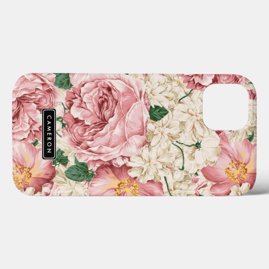 ヴィンテージ牡丹とアジサイ模様 Case-Mate iPhoneケース (裏面 (横))