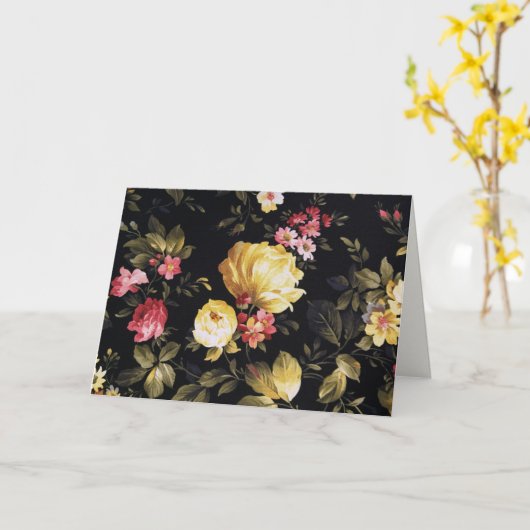 ヴィンテージ牡丹とバラ感謝していユー カード (黄色い花)