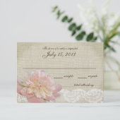 ヴィンテージ牡丹とレース結婚の応答カード 出欠カード (スタンド正面)