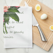 ヴィンテージ牡丹の花ロマンチックなバイロン詩 キッチンタオル (四つ折り)