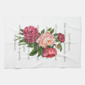 ヴィンテージ牡丹の花ロマンチックなバイロン詩 キッチンタオル (横)