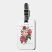 ヴィンテージ牡丹の花ロマンチックなバイロン詩 ラゲッジタグ (正面縦)
