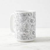 ヴィンテージ牡丹の花柄 コーヒーマグカップ (正面左)