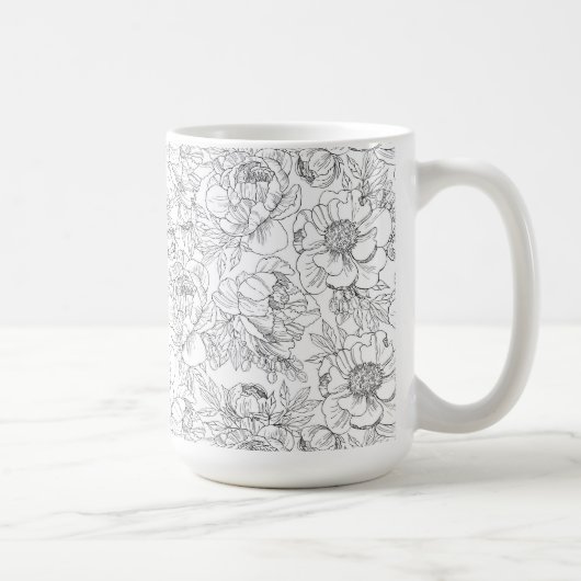 ヴィンテージ牡丹の花柄 コーヒーマグカップ (右)