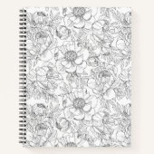 ヴィンテージ牡丹の花柄 ノートブック (正面)