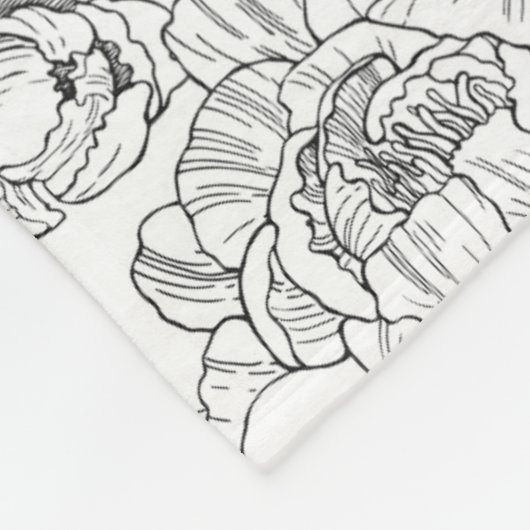 ヴィンテージ牡丹の花柄 フリースブランケット (角)