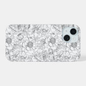 ヴィンテージ牡丹の花柄 iPhone 15ケース (裏面横)