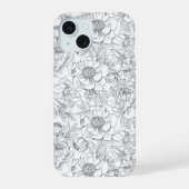 ヴィンテージ牡丹の花柄 iPhone 15ケース (裏面)