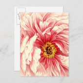 ヴィンテージ牡丹イラストレーションニューアドレス 案内ポストカード (正面/裏面)