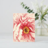 ヴィンテージ牡丹イラストレーションニューアドレス 案内ポストカード (スタンド正面)