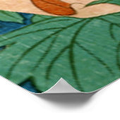 ヴィンテージ牡丹オンブルー ポスター (角)